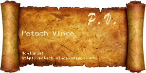 Petsch Vince névjegykártya